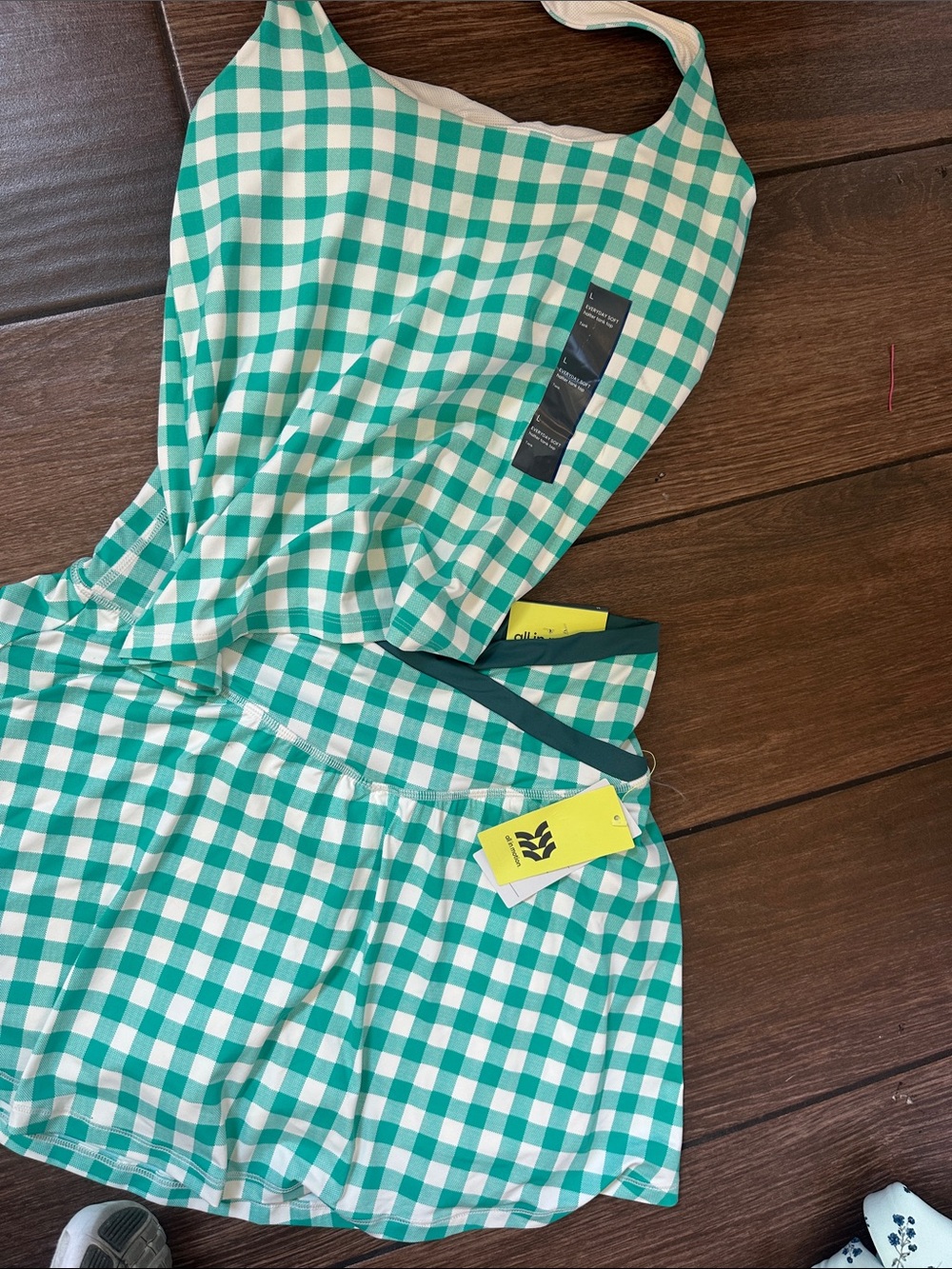Green Gingham woman skort m and halter top large